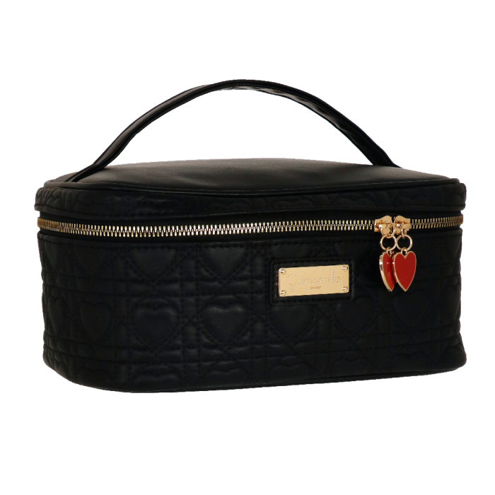 beauty case M queen of hearts di camomilla milano cod.01213 rosso/ nero