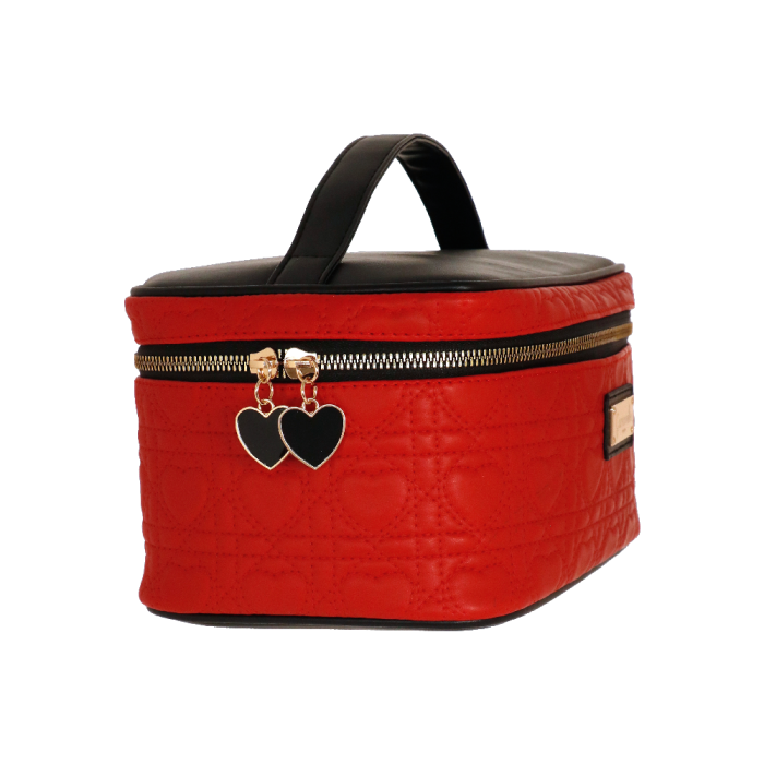 beauty case M queen of hearts di camomilla milano cod.01213 rosso/ nero