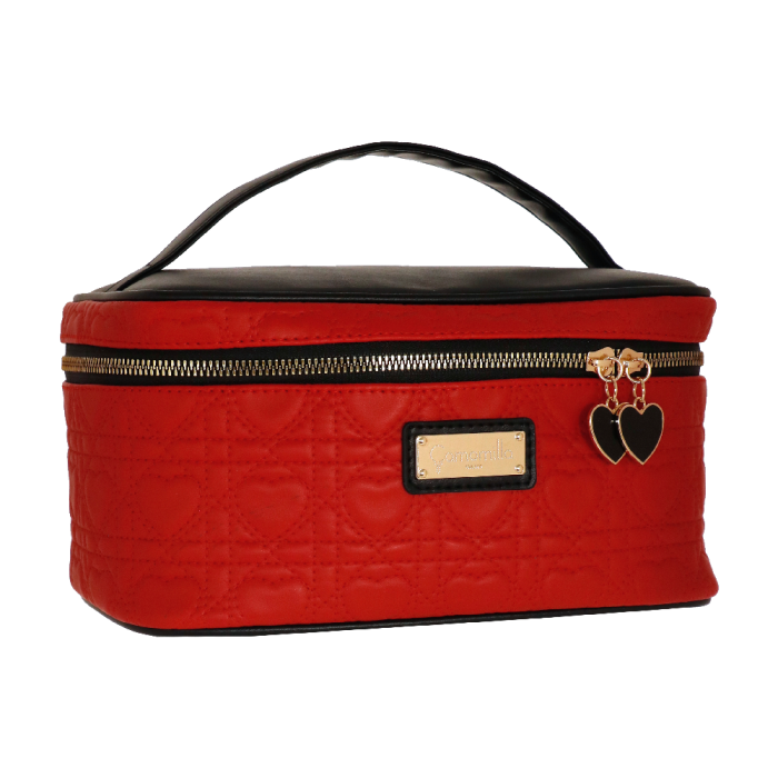 beauty case M queen of hearts di camomilla milano cod.01213 rosso/ nero