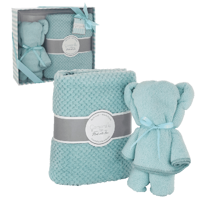 set asciugamano teddy di camomilla milano lilla/ azzurro/ rosa