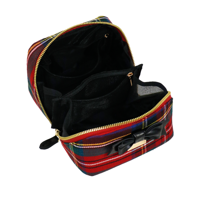 Beauty bag S tartan touch rosso di camomilla Milano cod.03755