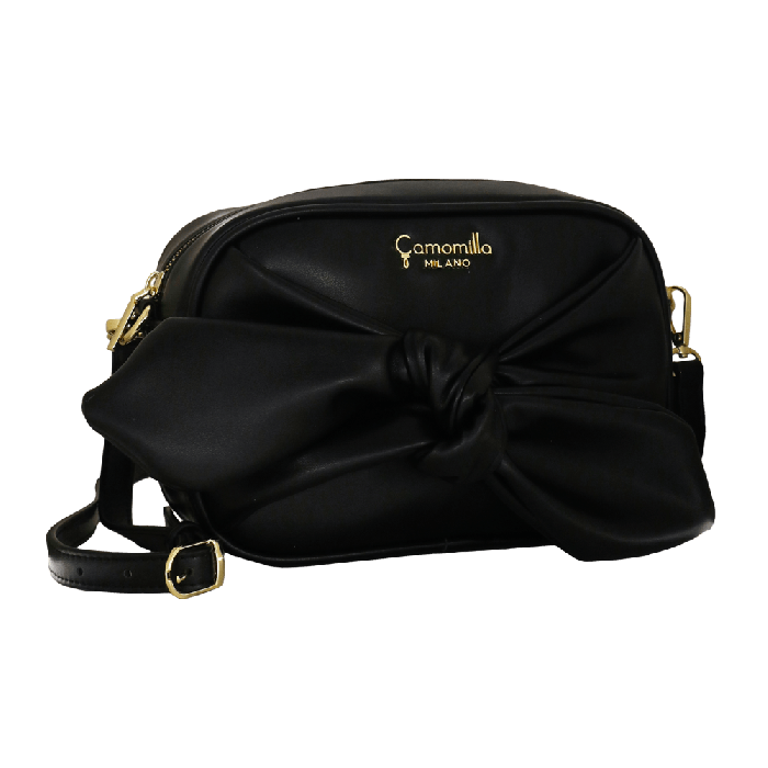 borsa tracolla maxi bow di camomilla milano cod. 10959 nero/ tortora