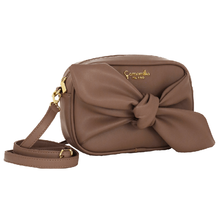 borsa tracolla maxi bow di camomilla milano cod. 10959 nero/ tortora