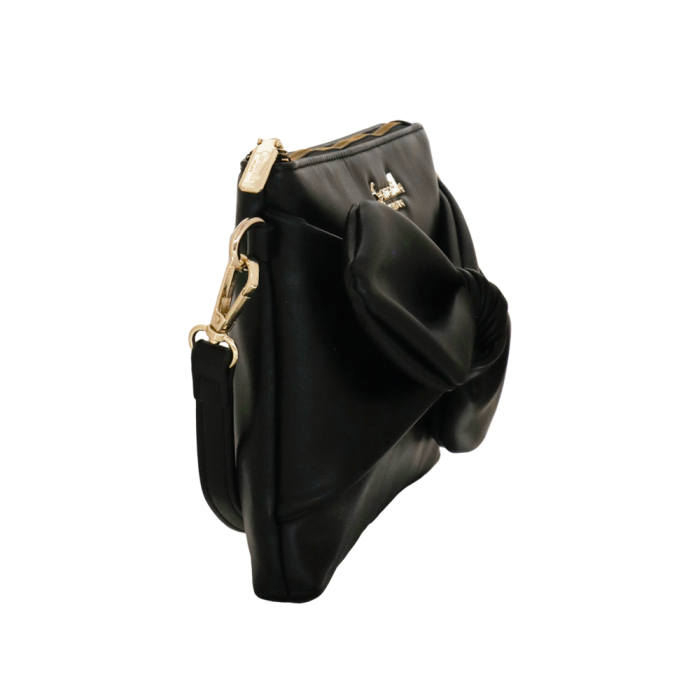 borsa tracolla maxi bow di camomilla milano cod.10970 nero/ tortora