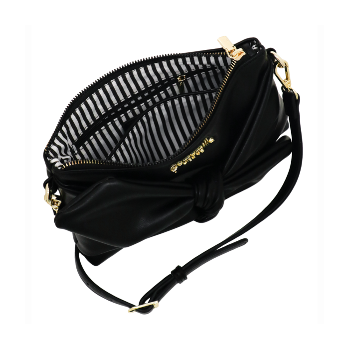 borsa tracolla maxi bow di camomilla milano cod.10970 nero/ tortora
