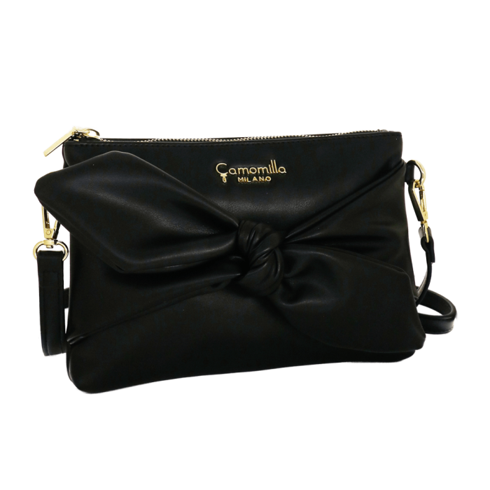 borsa tracolla maxi bow di camomilla milano cod.10970 nero/ tortora