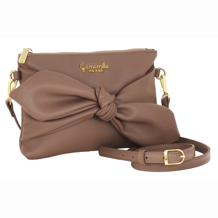 borsa tracolla maxi bow di camomilla milano cod.10970 nero/ tortora