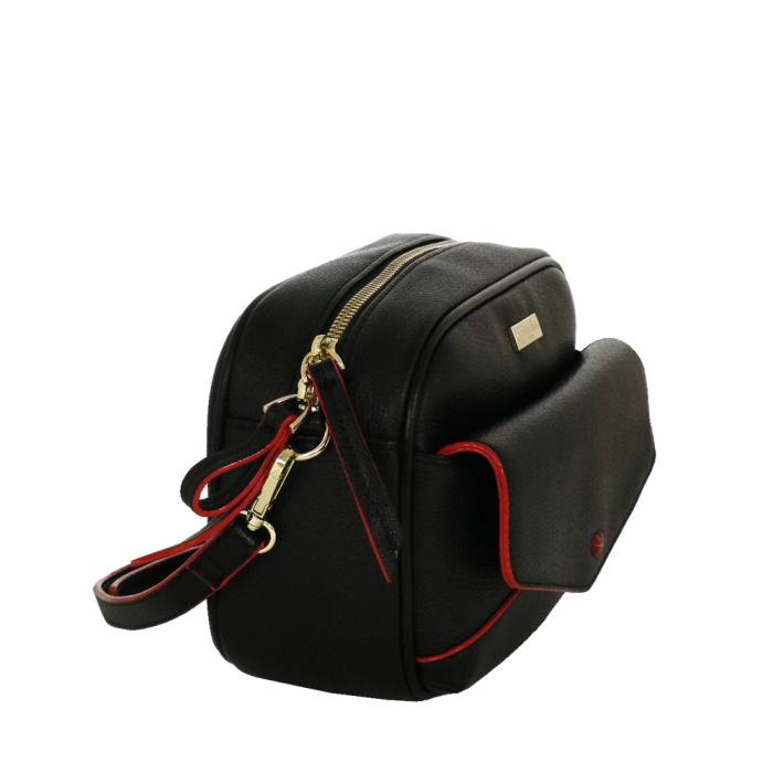 Tracolla donna camera bag mon amour di camomilla Milano nero/ rosa