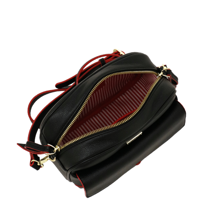 Tracolla donna camera bag mon amour di camomilla Milano nero/ rosa