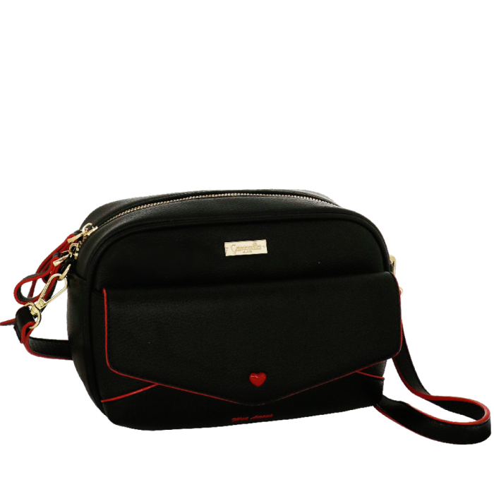 Tracolla donna camera bag mon amour di camomilla Milano nero/ rosa