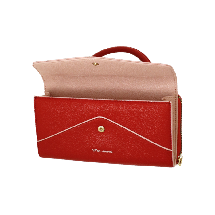 Borsa portafoglio L mon amour nero/ rosso
