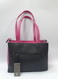 borsa donna di beverly hills polo club bh-3930 nero/ cuoio/ nero e fuxia