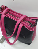 borsa donna di beverly hills polo club bh-3930 nero/ cuoio/ nero e fuxia