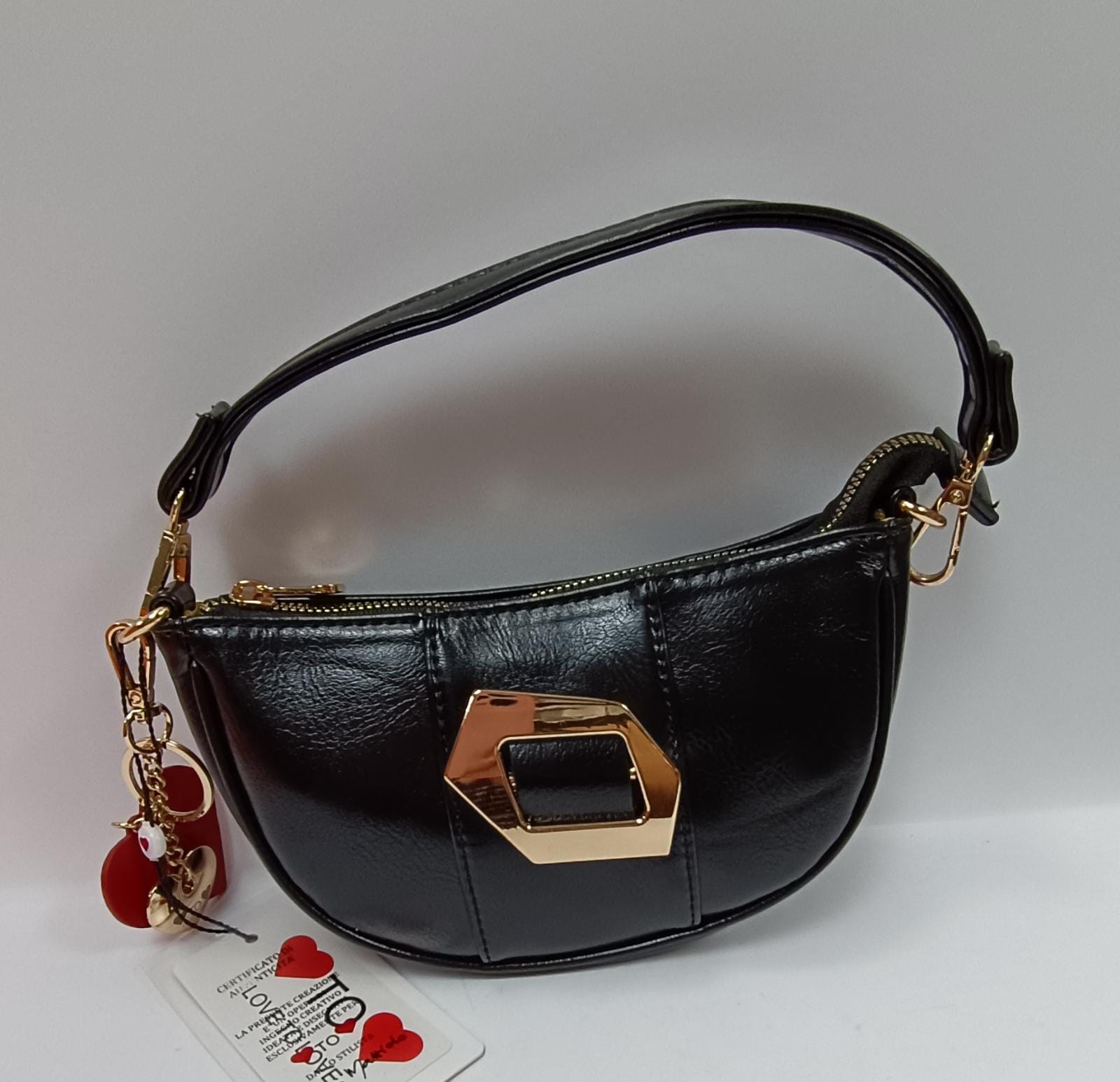 borsa a mano donna Love to Love art. LO-283 nero/ verde militare/ vinaccio/ petrolio/ rosso