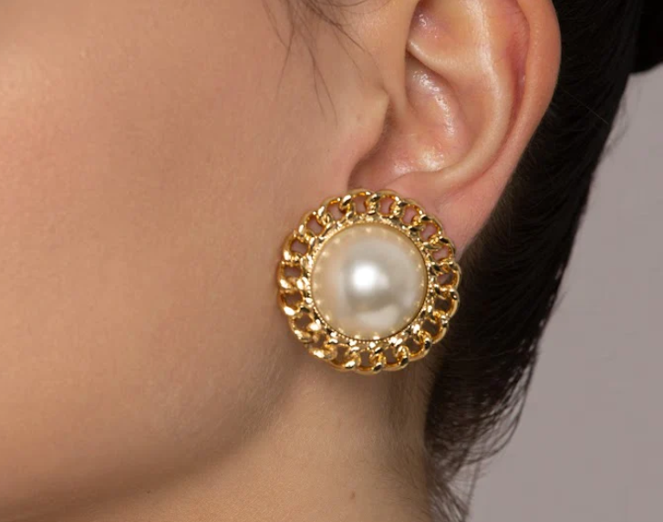 Orecchini donna di byba bijoux a clips bonheur perla bianca
