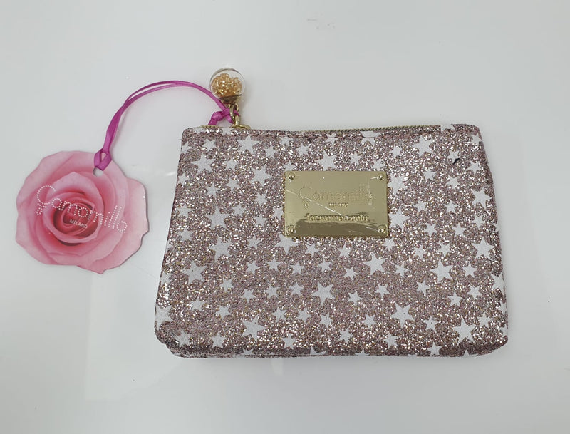Bustina piatta donna modello piccolo (S) cod. 63678 nero/ rosa lucido/ rosa chiaro/ stellata/ martellata