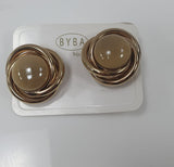 Orecchini donna di byba bijoux clips con cristallo / clips con resina rosata