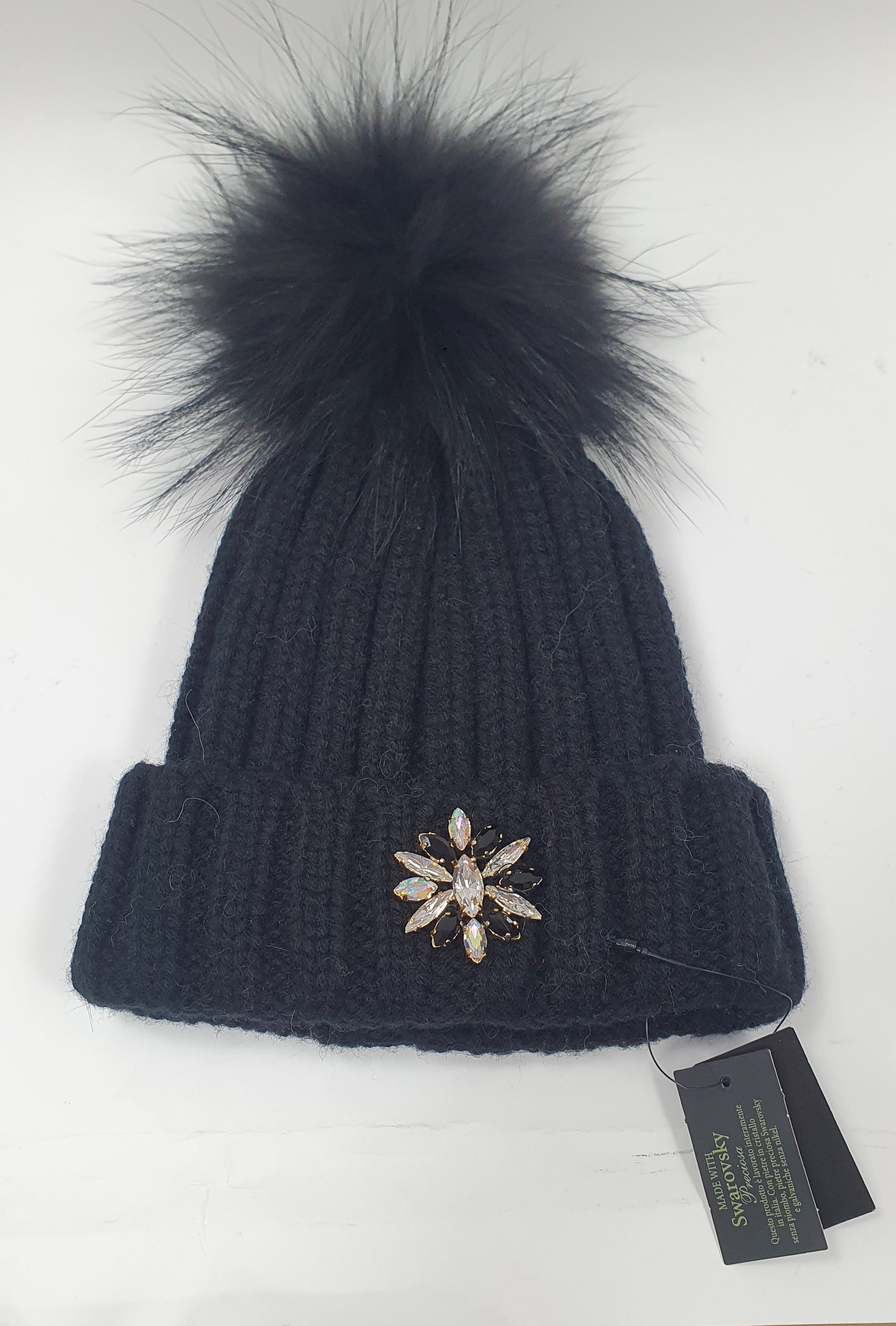 Cappello donna di trik bijoux con applicazioni swarovsky trama larga lilla/ grigio/ nero / verde