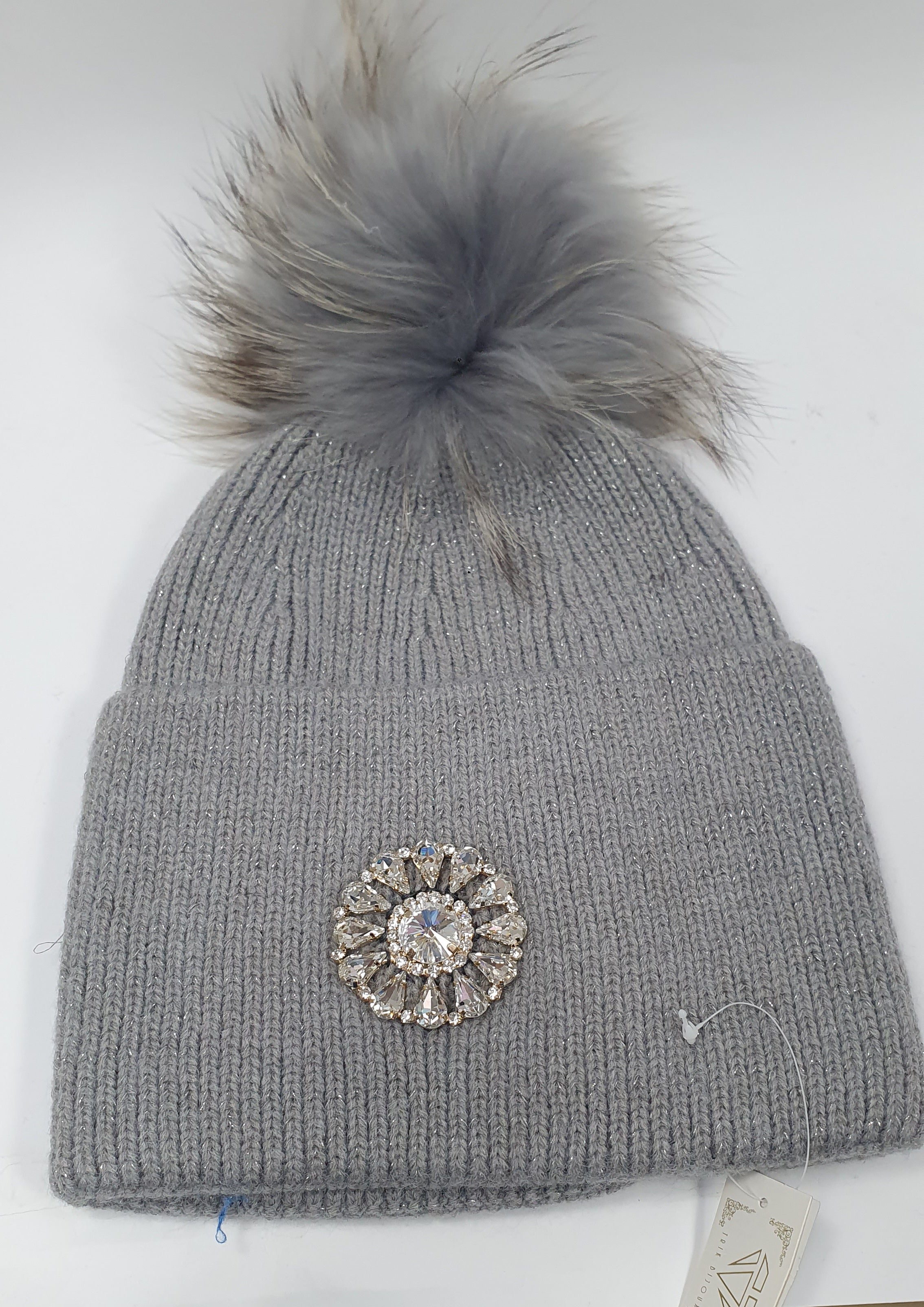 Cappello donna di trik bijoux banda larga con applicazione swarovsky  grigio brillantinato