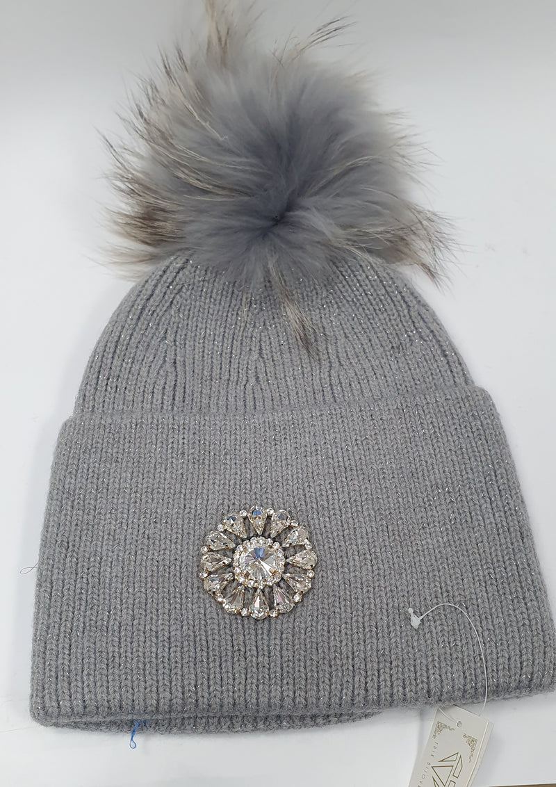 Cappello donna di trik bijoux banda larga con applicazione swarovsky  grigio brillantinato