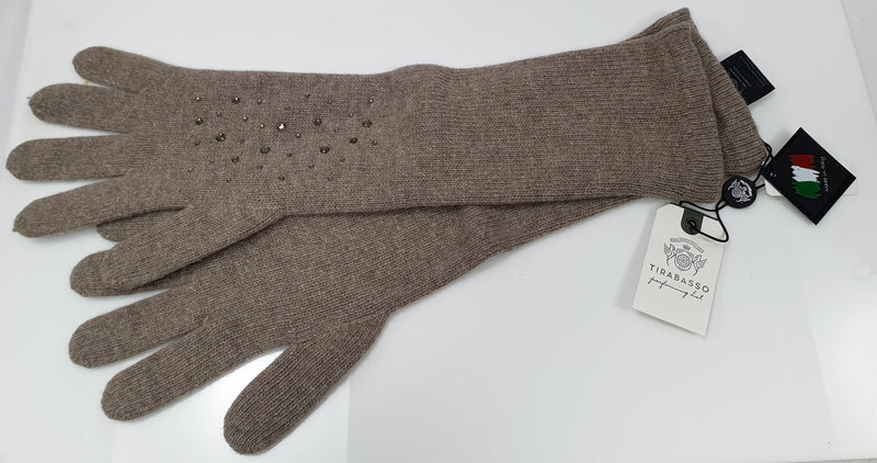 Guanti donna lunghi tirabasso grigio chiaro cashmere