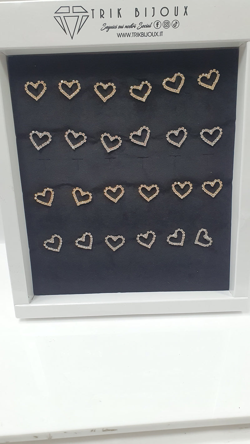 Orecchini trik bijoux cuore brillantinato piccolo oro/ argento