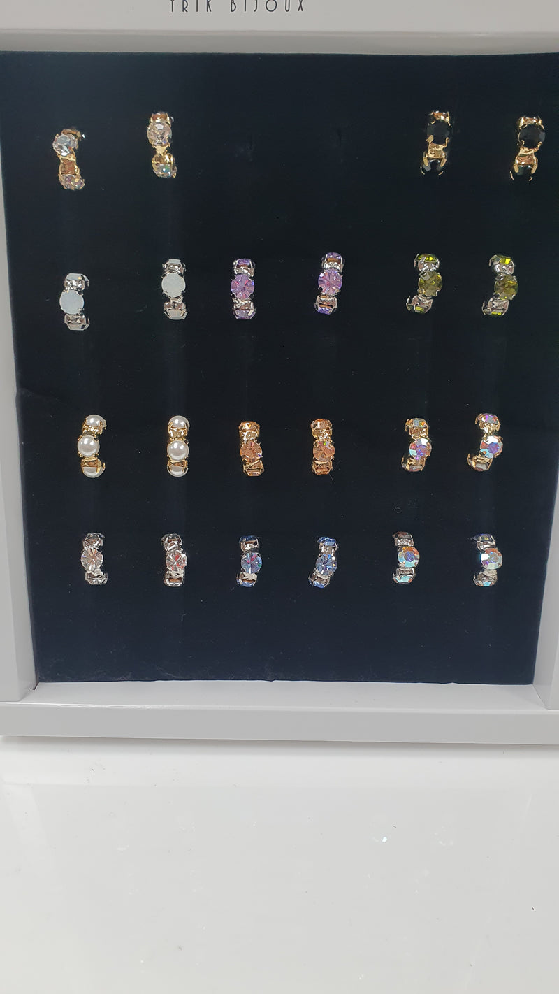Orecchini trik bijoux mezzo cerchio con brillantini vari colori
