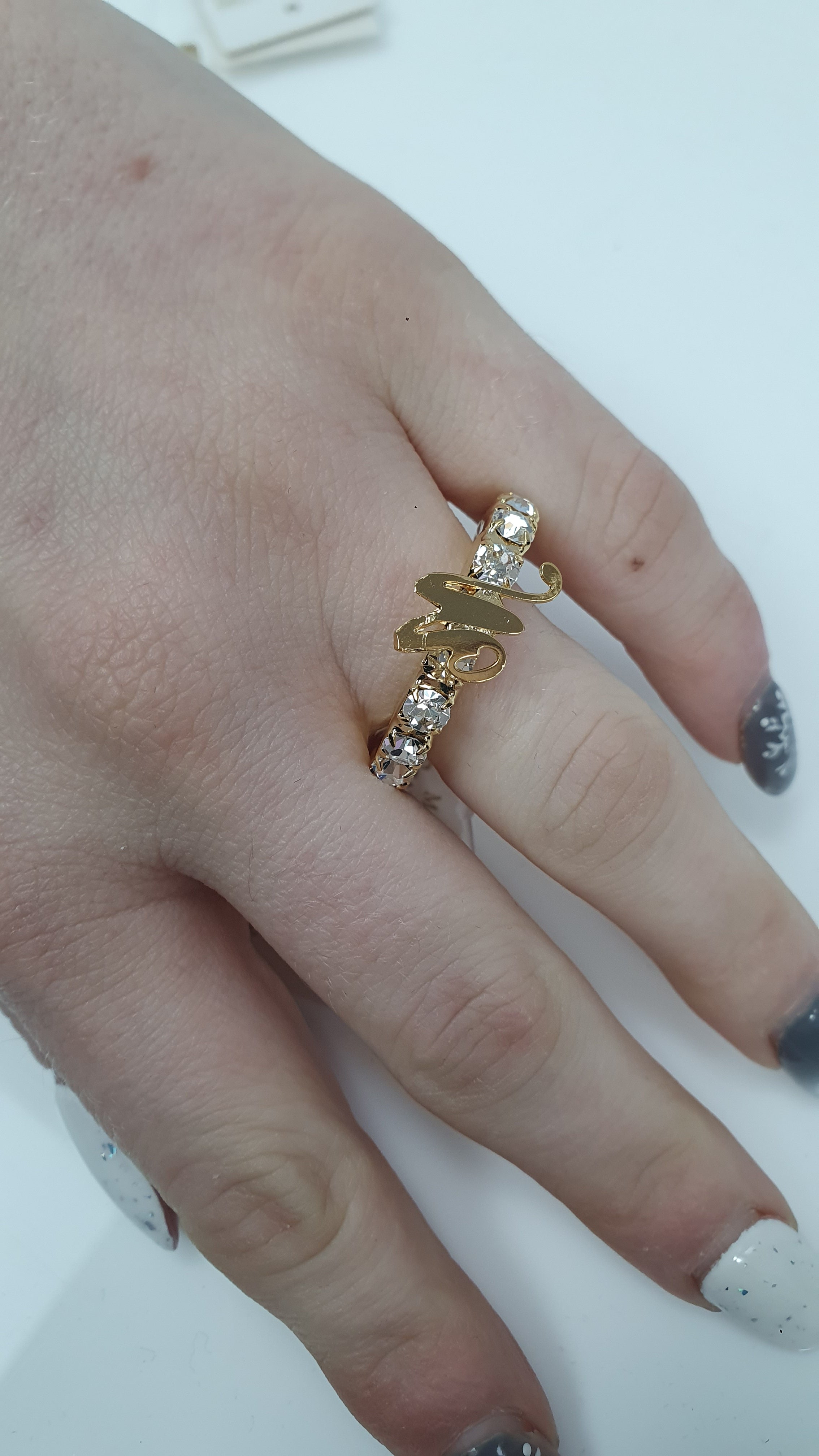 Anello trik bijoux con iniziale e brillantini