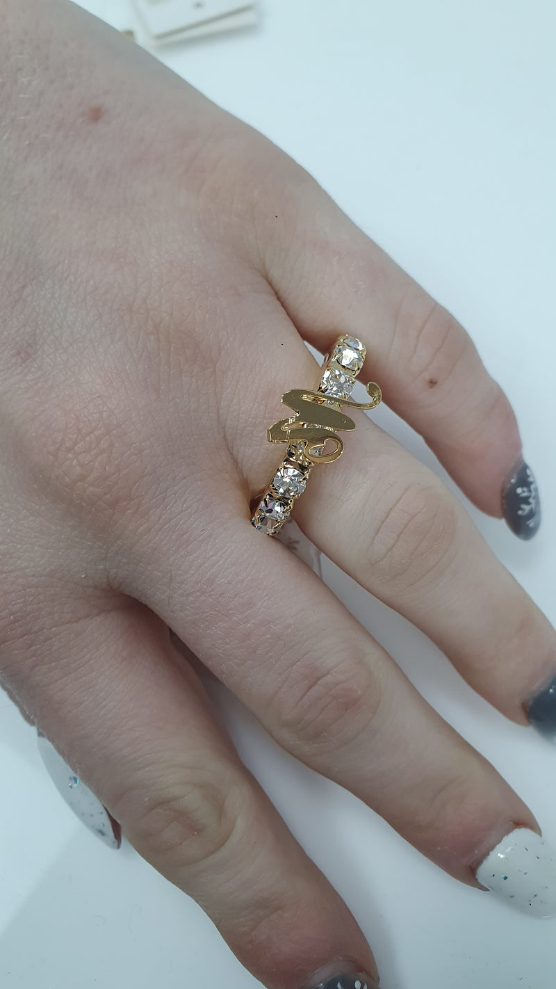 Anello trik bijoux con iniziale e brillantini