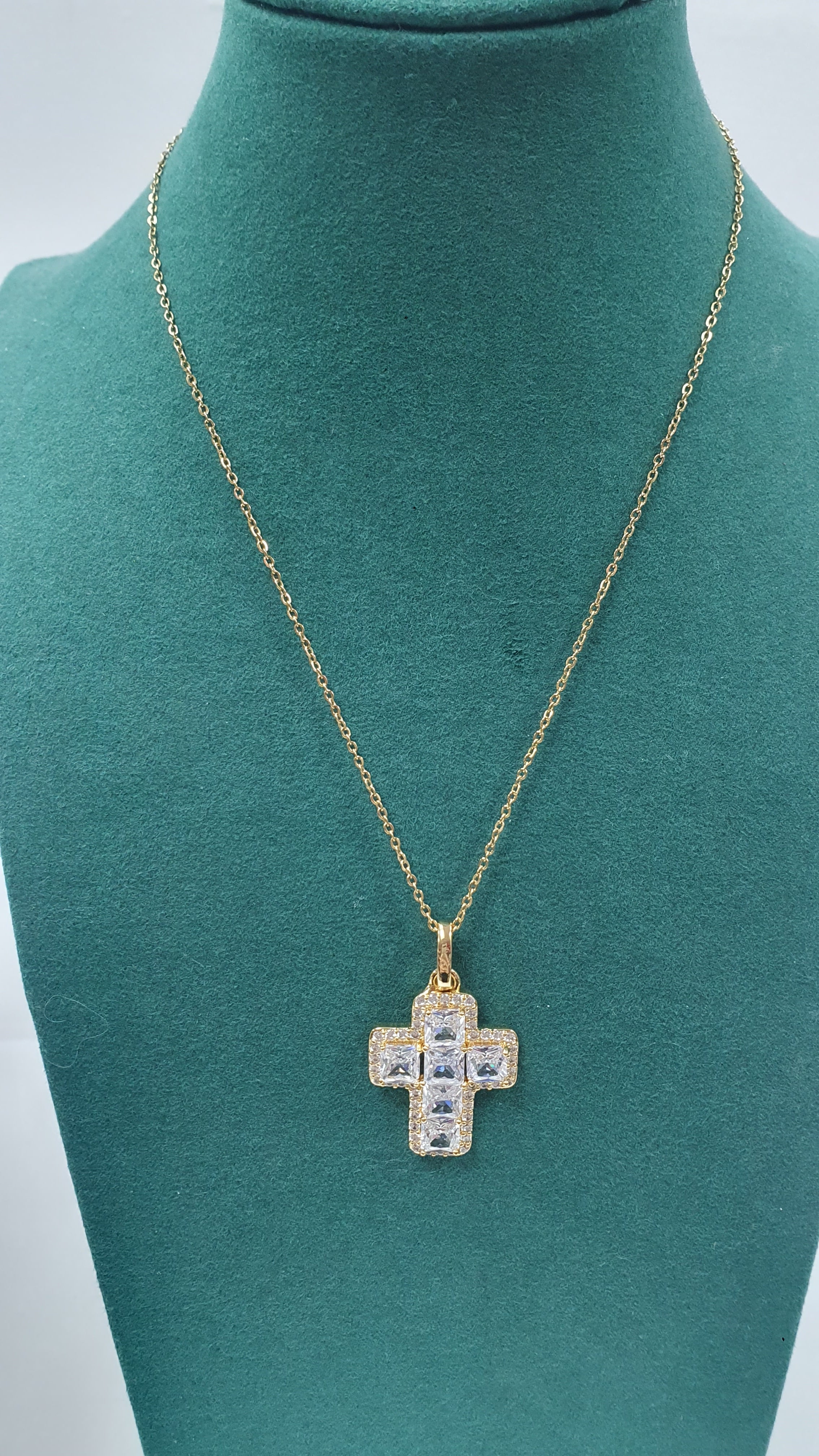 Collana donna gemir croce brillantinata