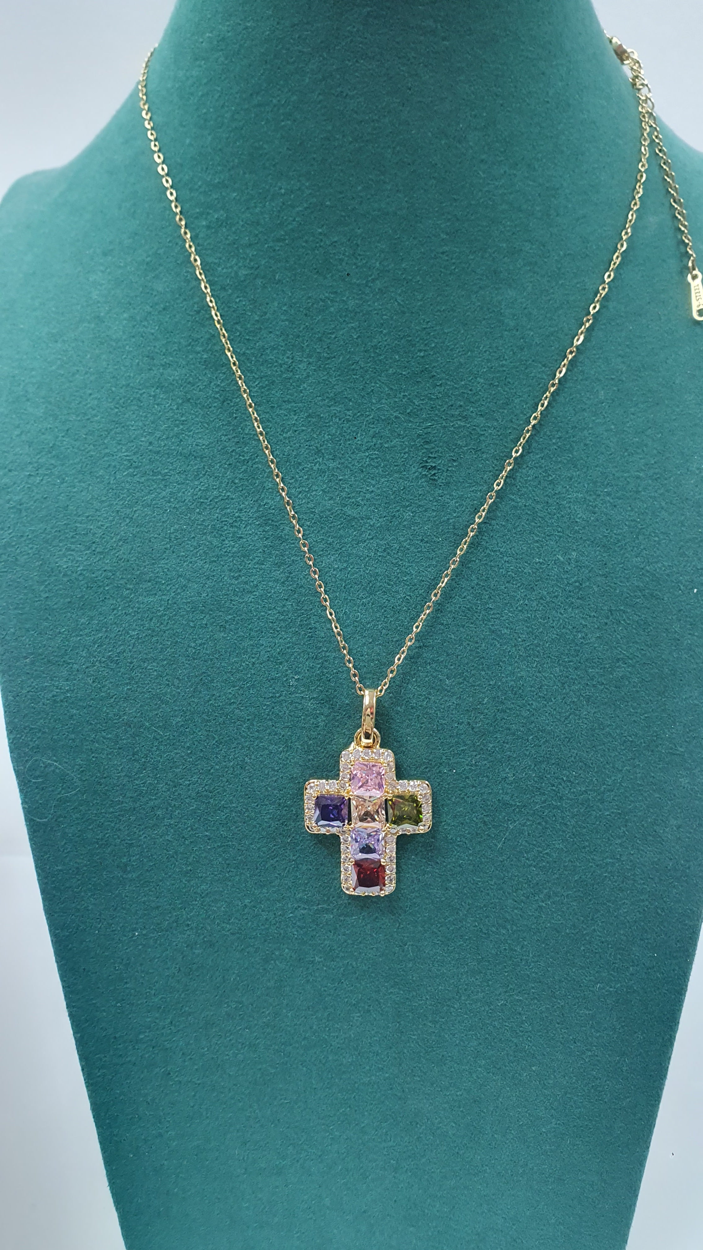 Collana donna gemir croce brillantinata