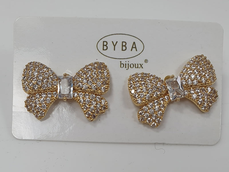 Orecchini donna a lobo byba bijoux fiocco argento/oro