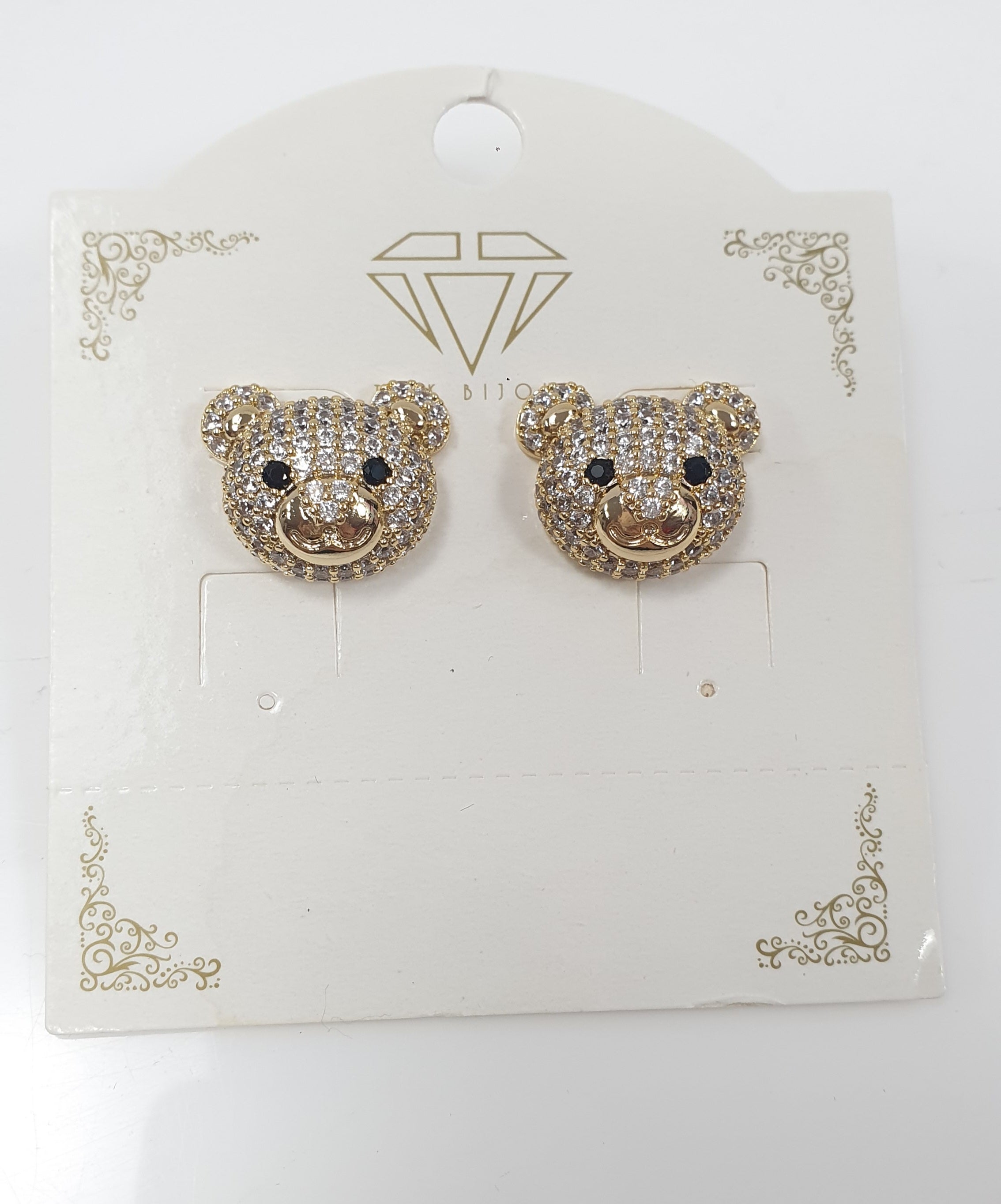 Orecchini a lobo orso brillantinato di trik bijoux