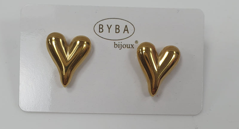 Orecchini a lobo cuori oro di byba bijoux