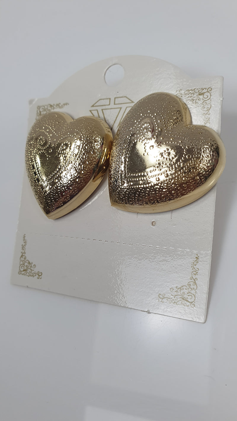 Orecchini a lobo cuore di trik bijoux oro con fantasia