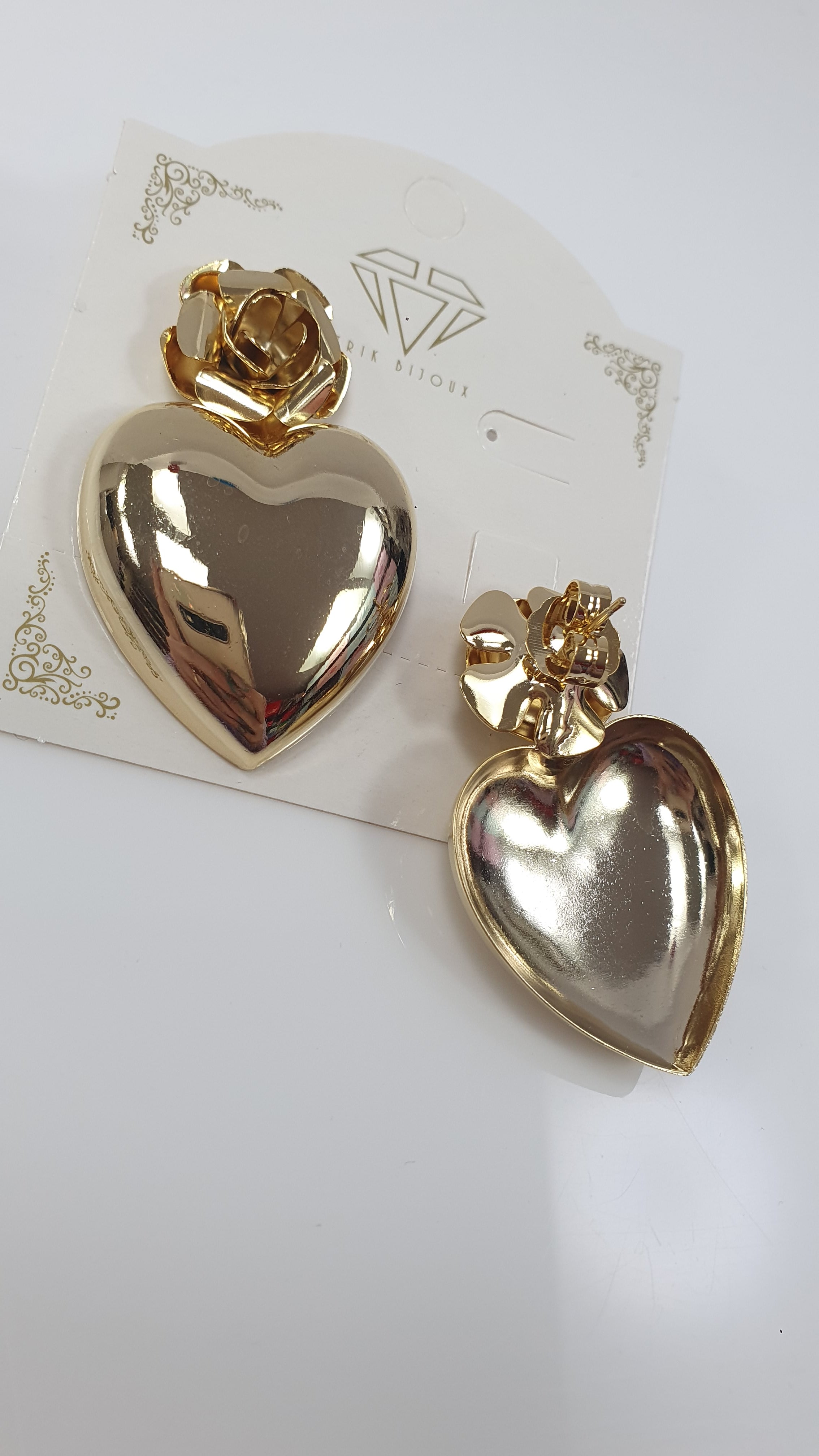 Orecchini donna fiore e cuore di trik bijoux color oro