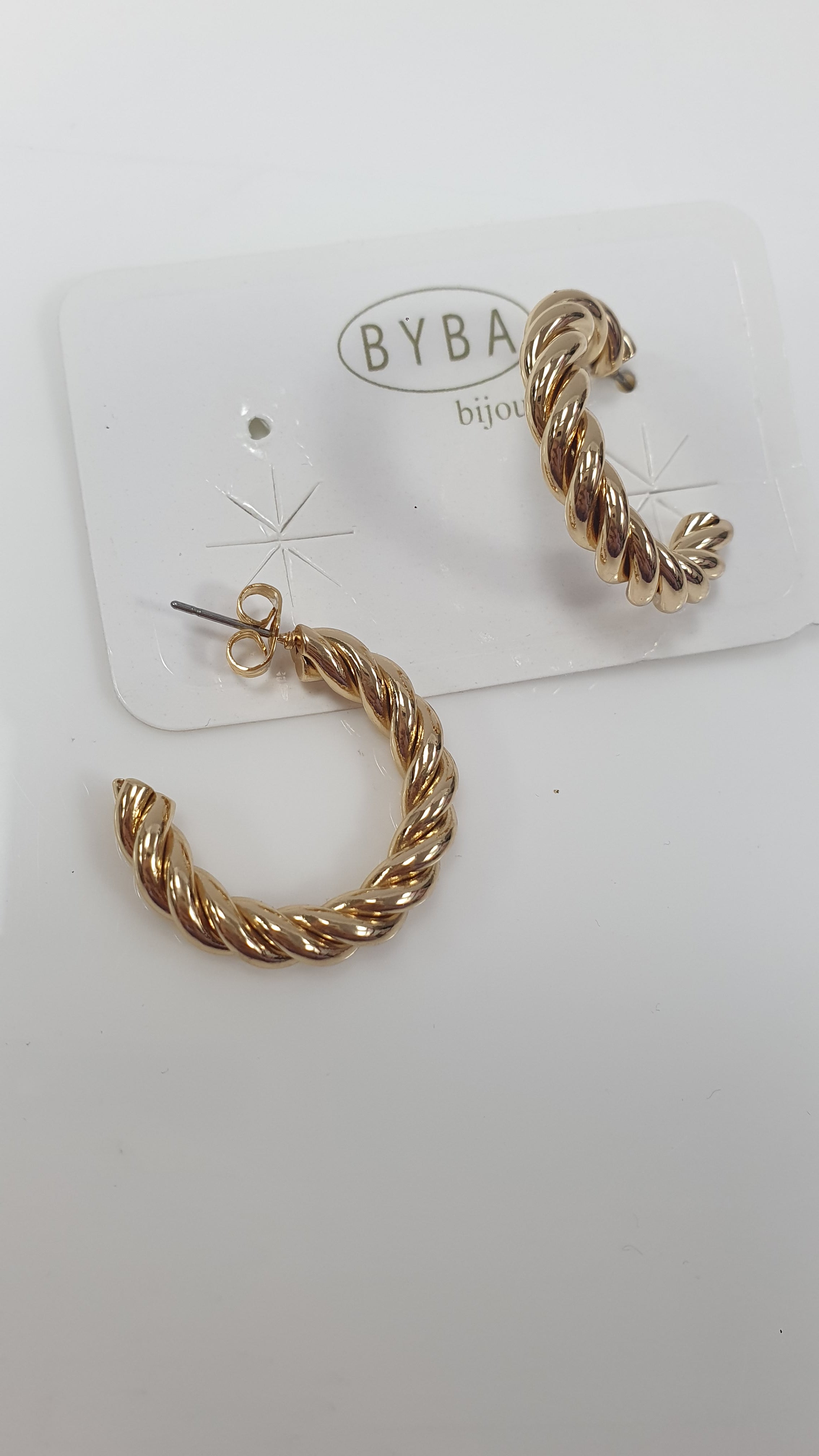 Orecchini mezzo cerchio intrecciato di byba bijoux oro/ argento