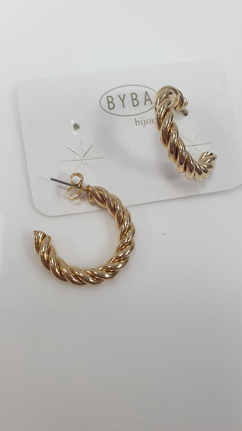 Orecchini mezzo cerchio intrecciato di byba bijoux oro/ argento