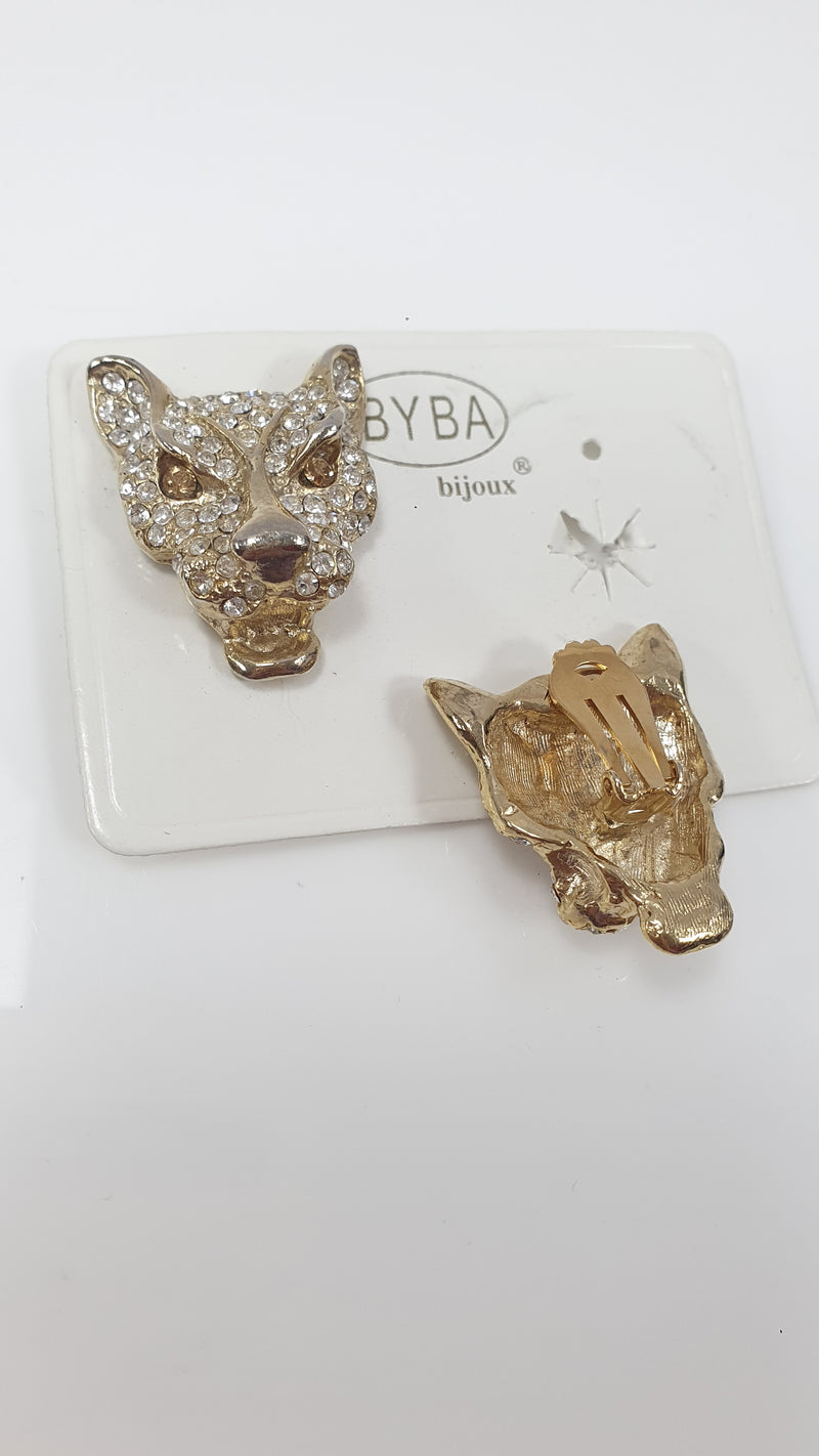 Orecchini clip di byba bijoux lupo oro