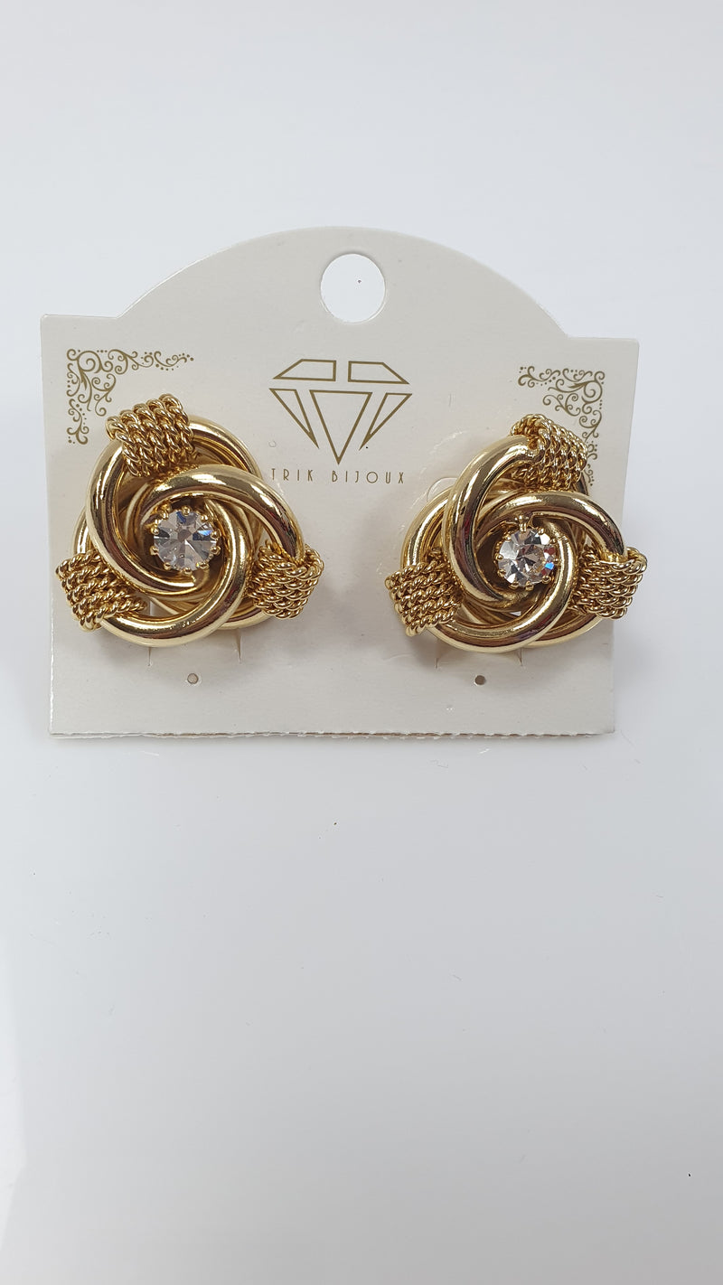 Orecchini donna a clip forma di nodo di trik bijoux color oro