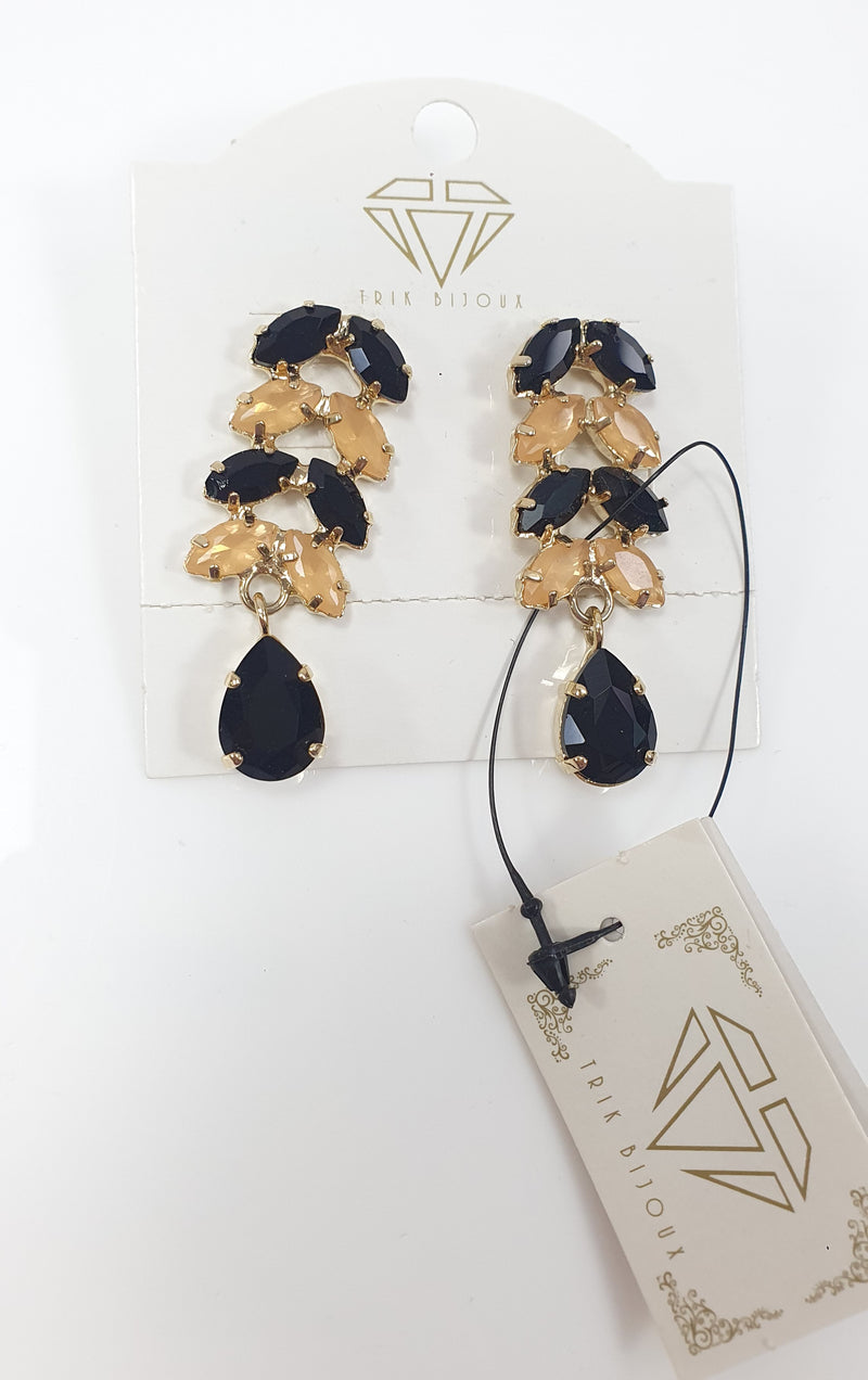 Orecchini donna di trik bijoux pendenti oro e nero