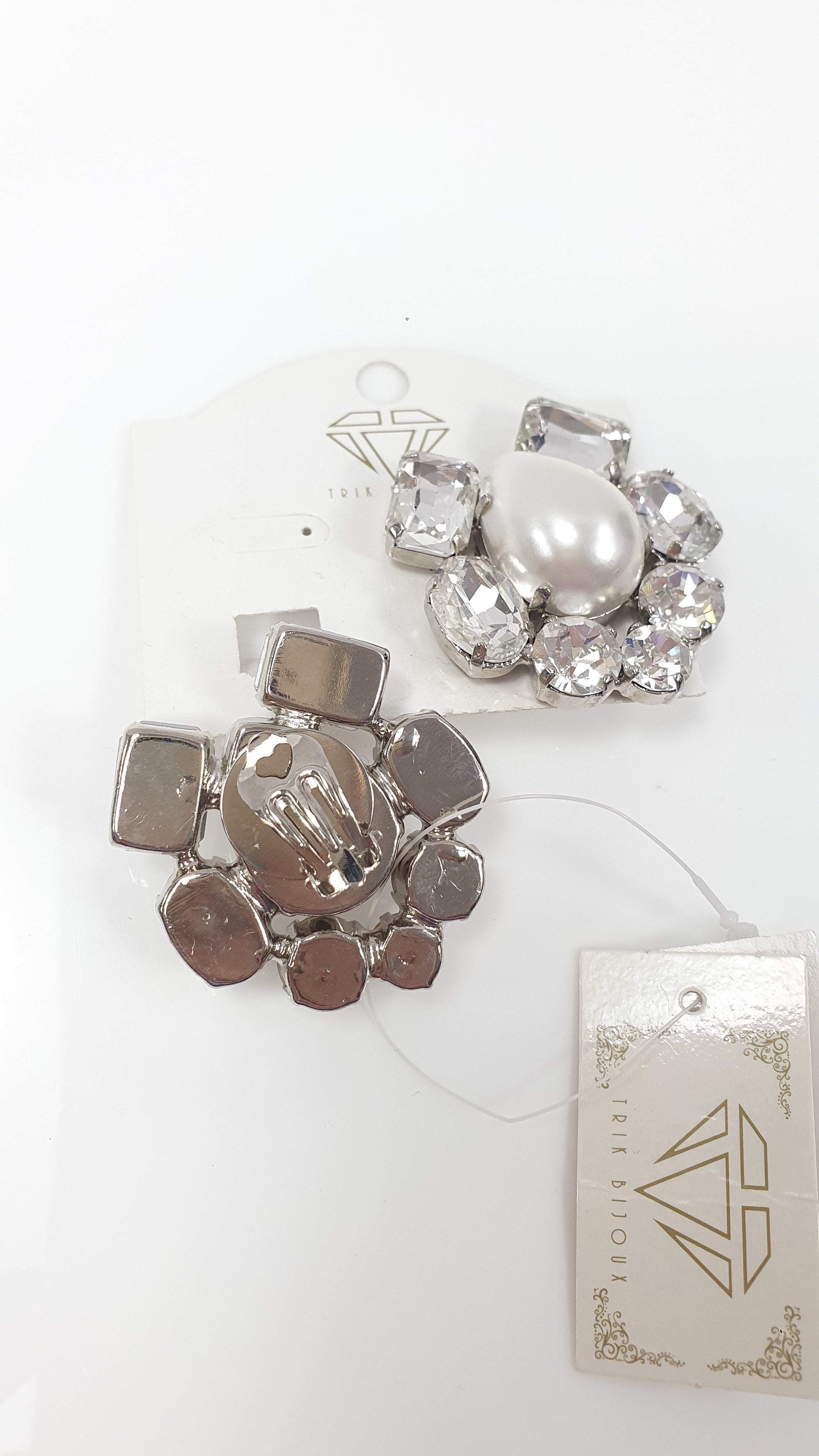 Orecchini donna a clip di trik bijoux perla