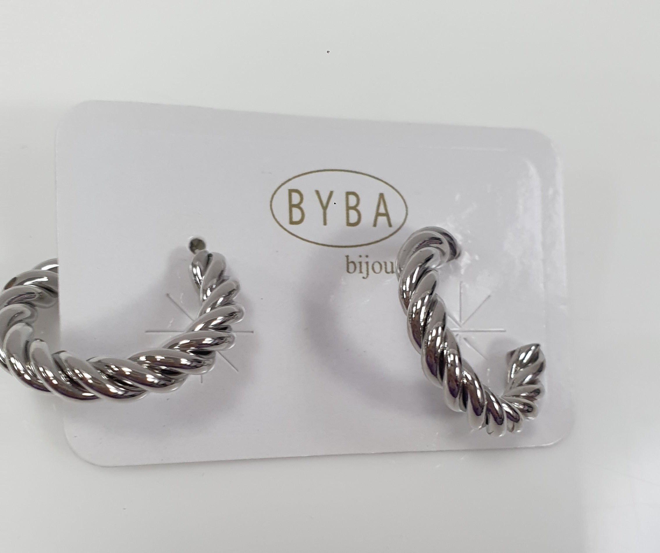 Orecchini mezzo cerchio intrecciato di byba bijoux oro/ argento
