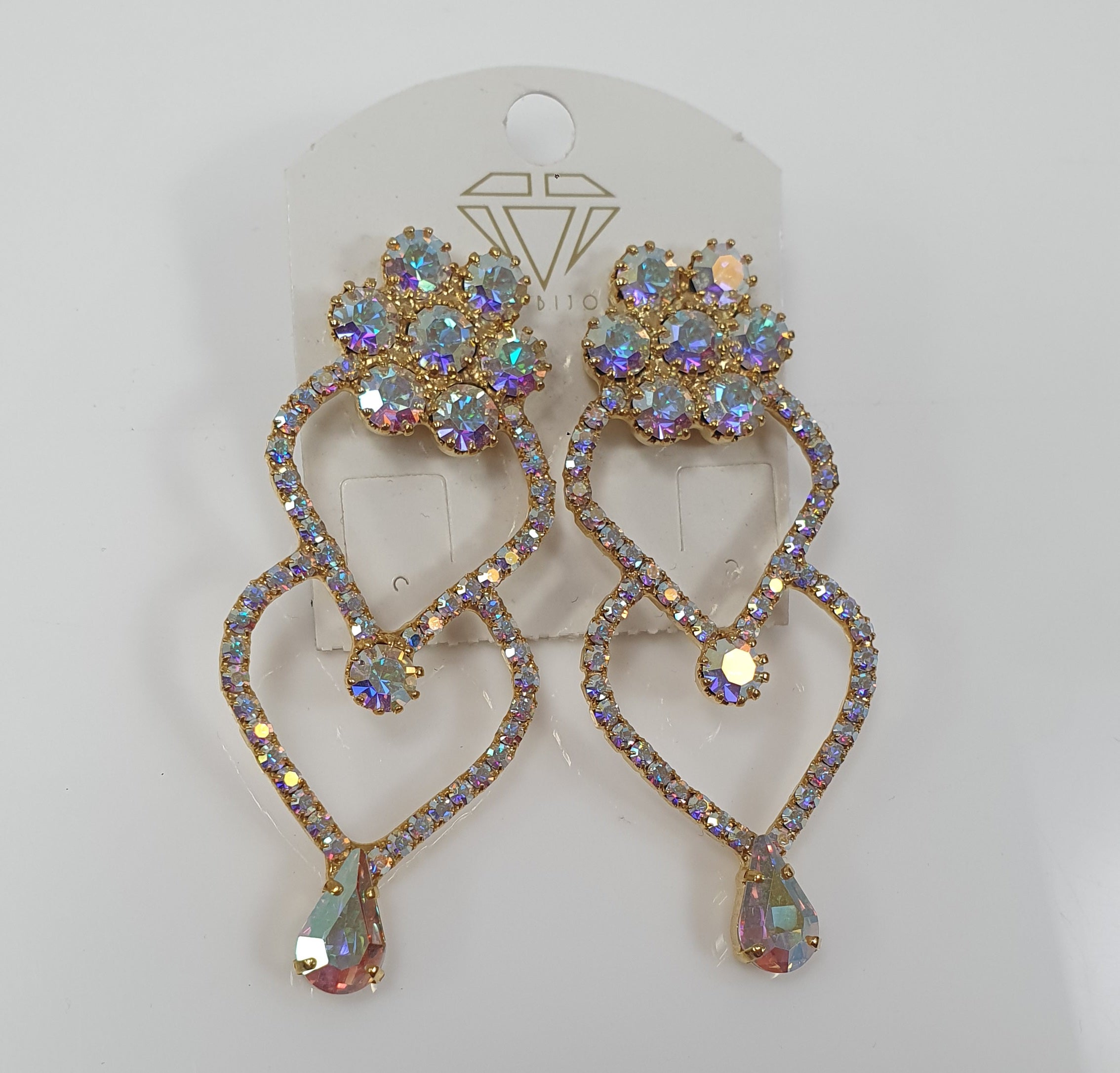 Orecchini donna di trik bijoux fiore e cuore oro / argento