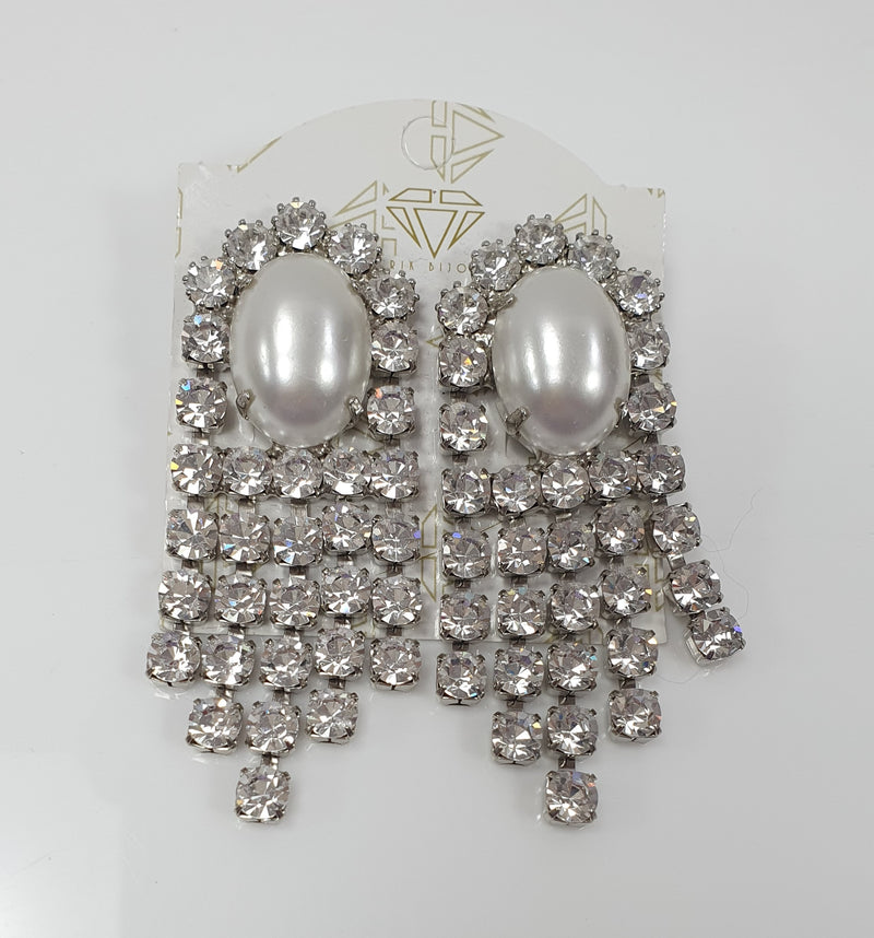 Orecchini a clip di trik bijoux con perla e brillantini
