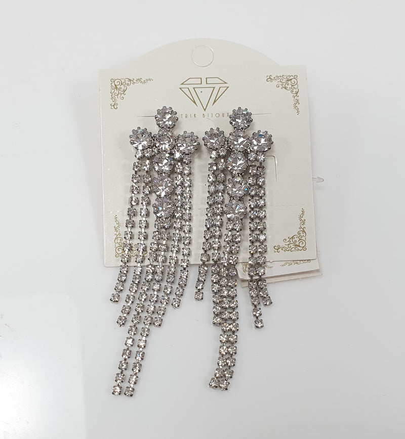 Orecchini pendenti croce con fili brillantini di trik bijoux argento