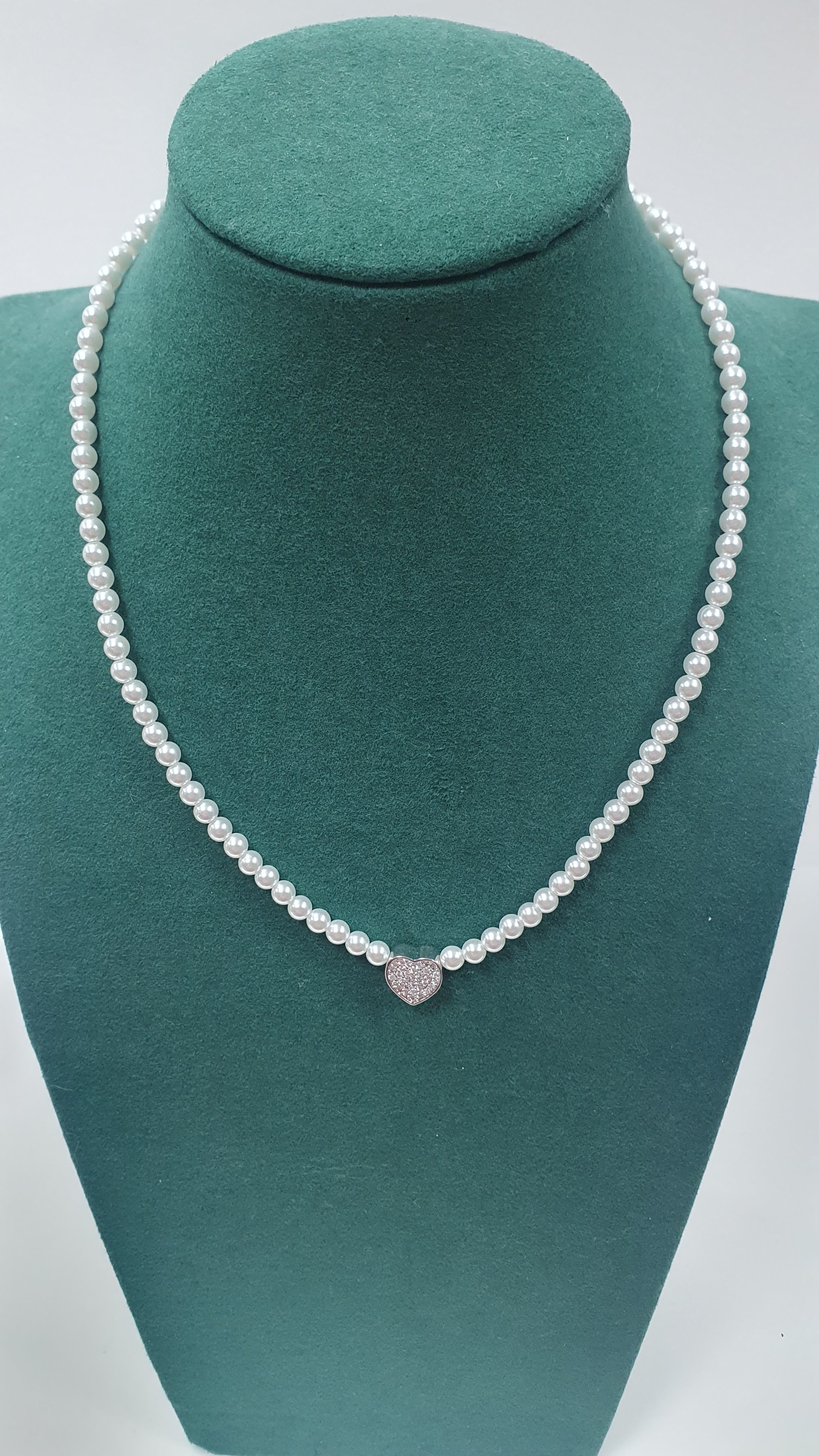 Collana di perle con ciondolo trik bijoux orso/ fiocco/  cuore/ angelo/ quadrifoglio