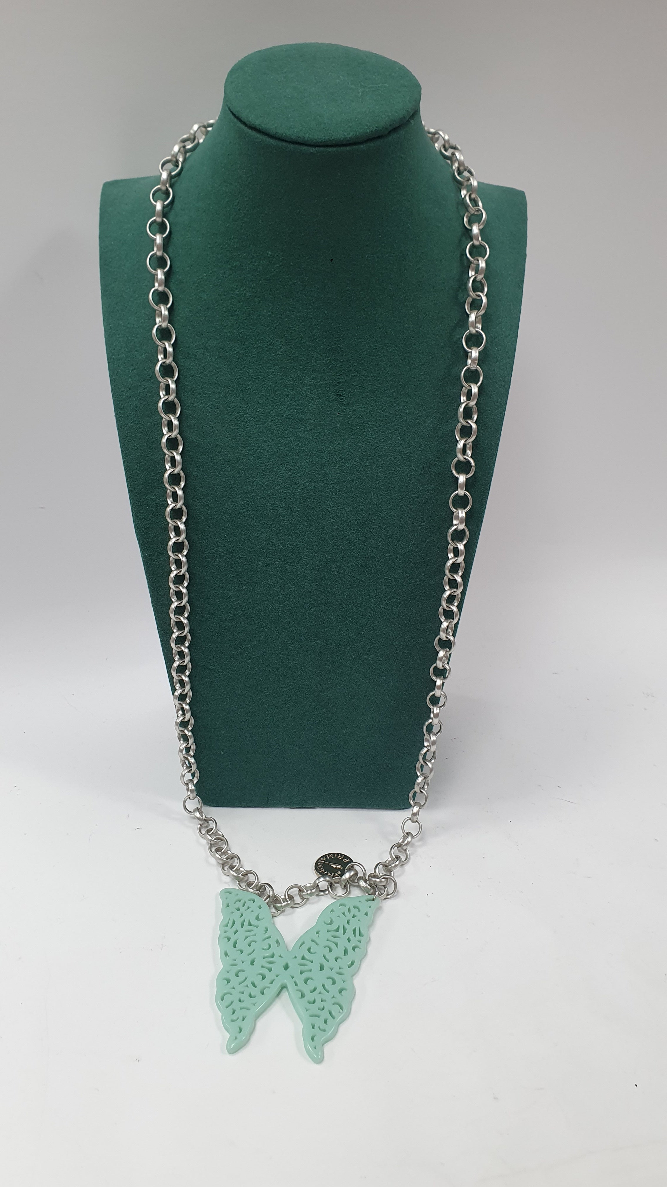Collana donna di primadonna pendente farfalla azzurra/ giallo