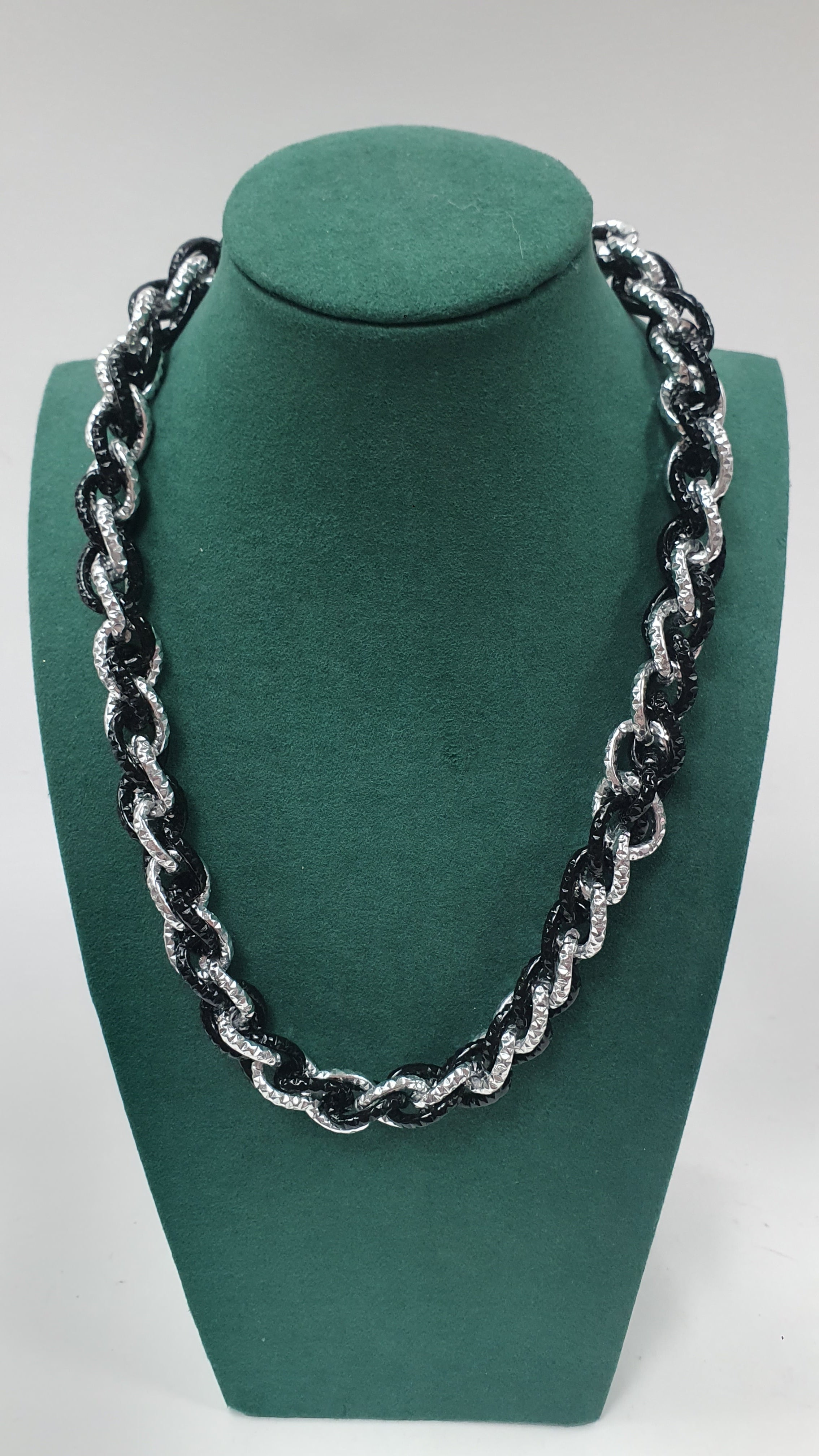 Collana donna gemir intreccio nero argento