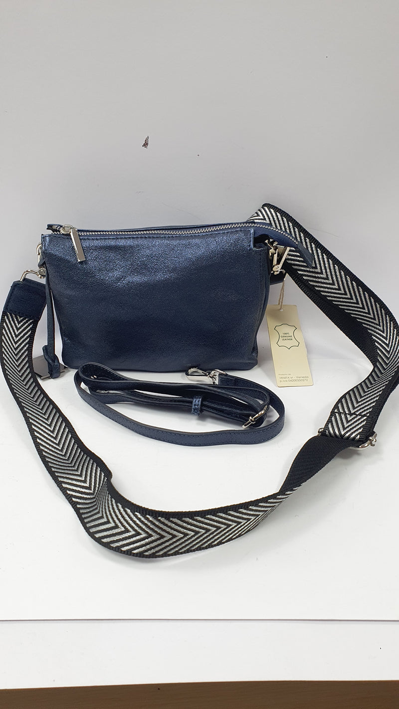 Pochette tracolla pelletteria veneta F813 blu/ Tortora
